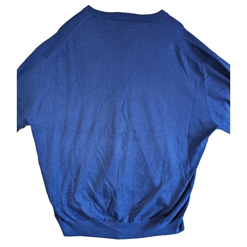 Orvis Sweater Mens XL Blue Luxury Blend Silk Cashmere Pull over V-neck